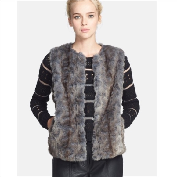 Topshop Jackets & Blazers - Topshop Faux Fur Gray Vest 4 EUC